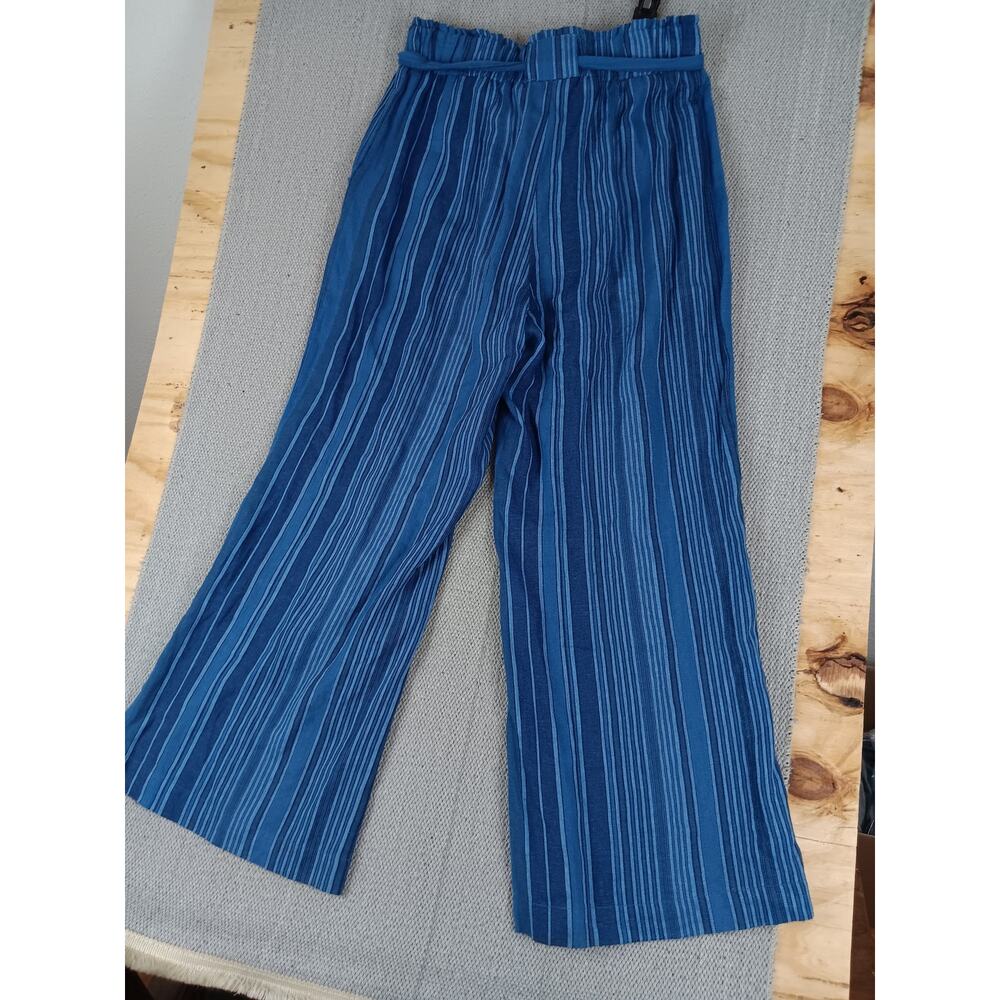 Indigo Rein Linen Blend‎ Pants Women's Large 32X28 Blue Striped Wide Leg Beach - Picture 8 of 14